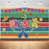 12x8ft Mexican Fiesta Backdrop Colorful Summer Cinco De Mayo Festival Photography Background Kids Birthday Party Cake Table Banner Decoration Supplies Photo Booth Props view 1