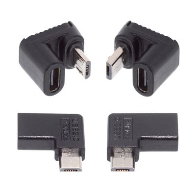 NFHK 4pcs/lot USB-C USB2.0 Type C Female to Micro USB Male Power Data Adapter 90/360 Degree Angled Type