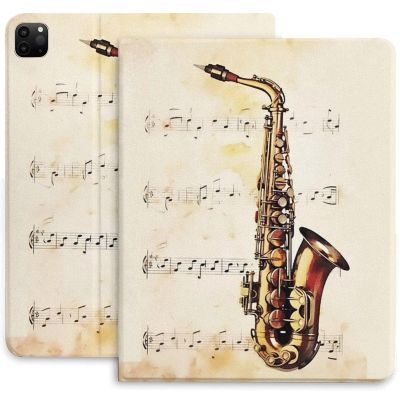 Case for iPad Pro 11 Inch Case 2020(2nd Gen) with Pencil Holder, Smart iPad Case Support Touch ID and Auto Wake/Sleep -Music Notes Saxophone