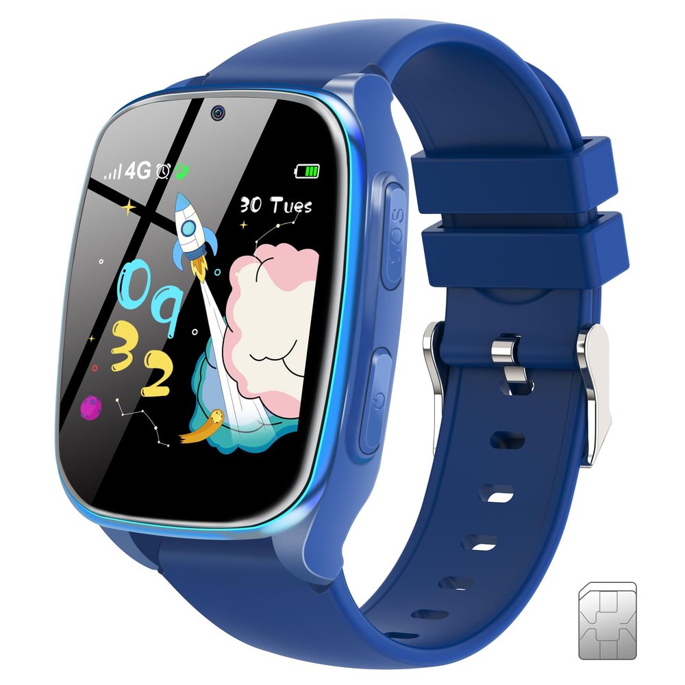4G Kids Smartwatch Phone - Smart Cell Phone Watch for Boys Girls Ages 4-12 with Call, SOS, Parental Controls, Games, Camera, Alarm, Video, Music Children's Smart Watch Gift (Includes SIM Card)