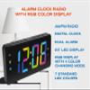 HANNLOMAX HX-160CR PLL FM Radio Alarm Clock, 2.5" LED Display with RGB Color (7 Regular Colors and 4 Dynamic Color Charging Mode), Display Dimmer Function, AC Operation only. (Black) view 2