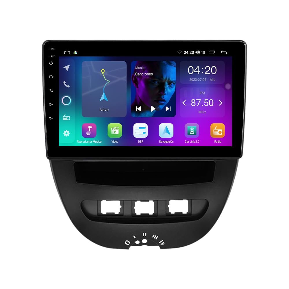 FELLOSTAR Android Car Stereo Radio for Peugeot 107 2009-2015, Built in CarPlay Android Auto GPS Navigation WiFi Head Unit Touchscreen Display (4-Core 2+32GB)