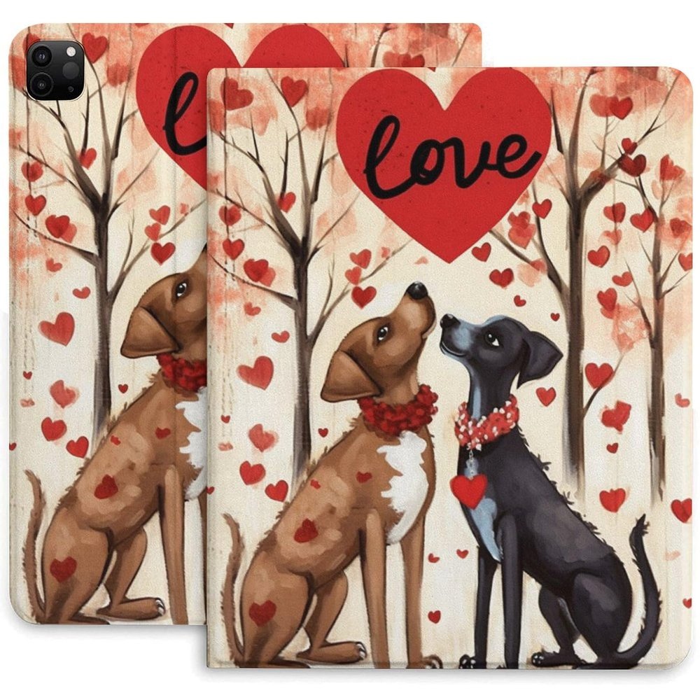 Case for iPad Pro 11 Inch Case 2020(2nd Gen) with Pencil Holder, Smart iPad Case Support Touch ID and Auto Wake/Sleep -Valentine Dog