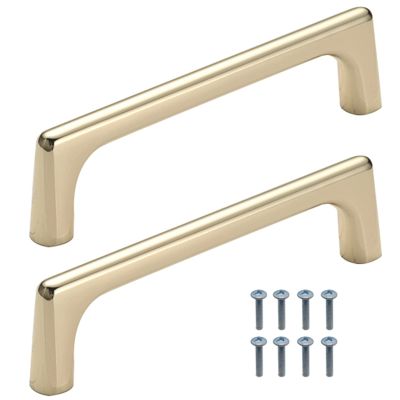 FJYDM Brushed Brass Cabinet Pulls, 10Pack Solid 3 Inch Gold Cabinet Handles, Slim Square Bar Drawer Handles, Kitchen Cabinet Hardware Kitchen Handles Dresser Handles