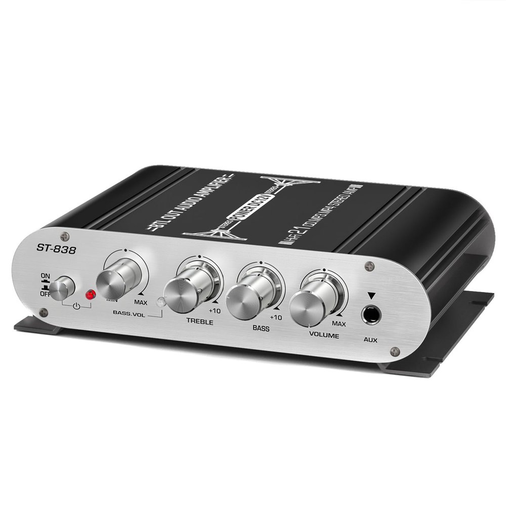 ihreesy Mini Audio Amplifier,Hi-Fi Subwoofer Amplifier Portable 2.1CH Audio Power Amplifier Digital Power Amplifier Receiver with AUX for Car Home Use,U.S. Regulations,Black