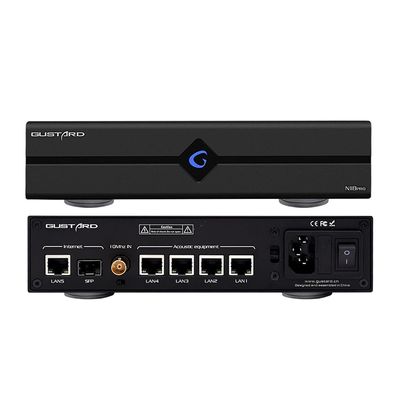 Gustard N18 PRO HiFi Audio Network Switch, 5* Ethernet Ports 1* SPDIF Optical Fiber Input Interface, BNC 10 MHz Clock Input, High Performance Network Switch for HiFi Audio Streaming(Black)
