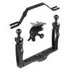 JAGTRADE Aluminium Alloy Underwater Video Light Stabilizer Tray Diving Light Stand Tray with Two Ball Handle for Action Cameras, Black view 1
