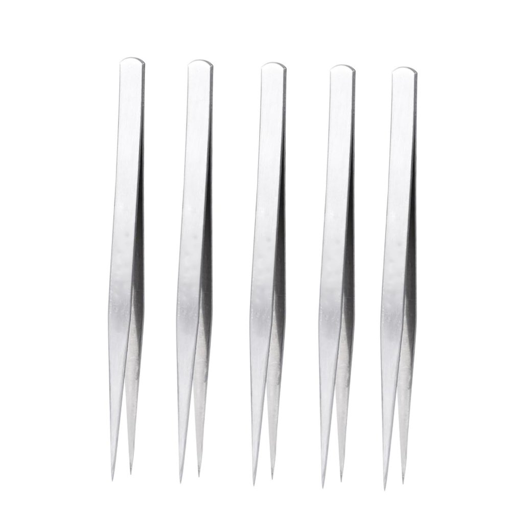 DOITOOL 10pc Stainless Steel Straight Tweezers Ergonomic Design for Sewing and Crafting Resistant Precision Tool for Home Sewing Machine Use
