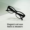 Cyxus Cat Eye Blue Light Glasses for Women Chunky Computer Glasses Reduce Eye Strain UV Blocking8154T01 Black view 3