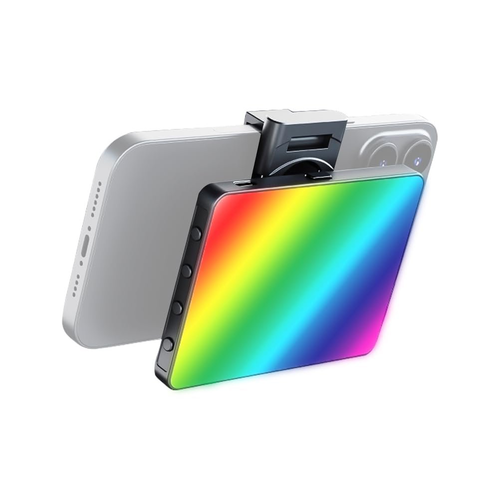 Andoer M16 RGB LED Video Light, Photography Light 3000K-9900K Dimmable with 20 FX Effects, Phone Holder Clamp and Cold Shoe Adapter for Live Streaming Youtube