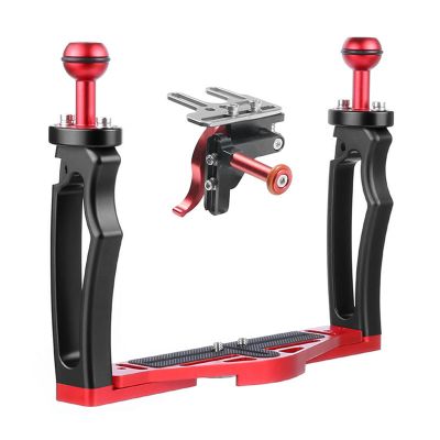JAGTRADE Aluminium Alloy Underwater Video Light Stabilizer Tray Diving Light Stand Tray with Two Ball Handle for Action Cameras