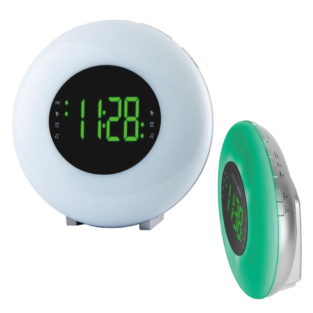 HANNLOMAX HX-162CR Alarm Clock Radio, RGB Mood Light (Silver)