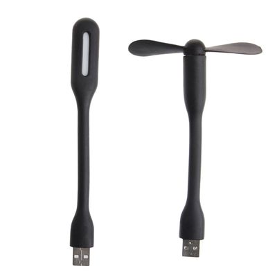 JAGTRADE USB Fan USB Fan Flexible Portable Mini Fan USB 5V Fan with USB LED Light Lamps for Power Bank Notebook Computer Summer Gadget, Black