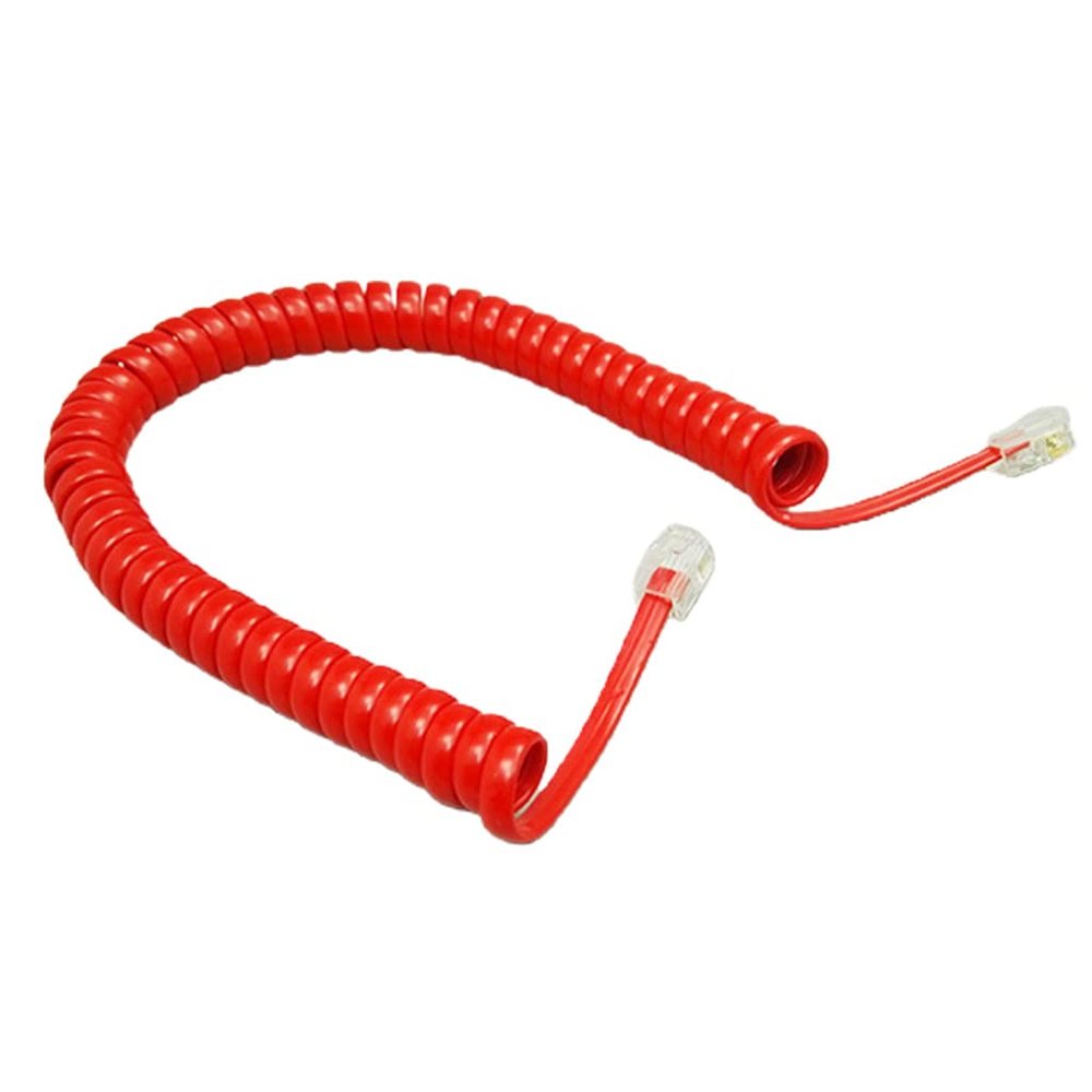 XROLAND Four-core Telephone Handset Cable Cord 6Ft Modular Coiled Telephone Handset Cord Black/Red White Curly 1.85m/pc