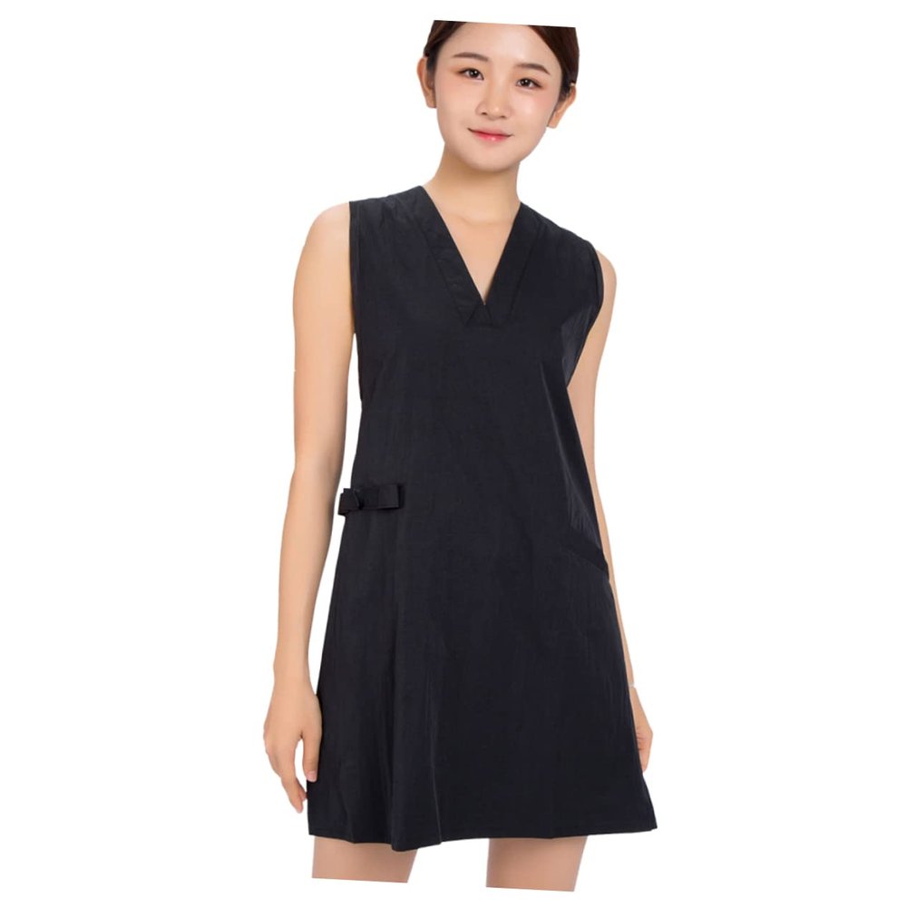 Zerodeko V Neck Mesh Back Apron with Front Pockets Sleeveless Protective Workwear for Hairdressers Salon and Kitchen Use