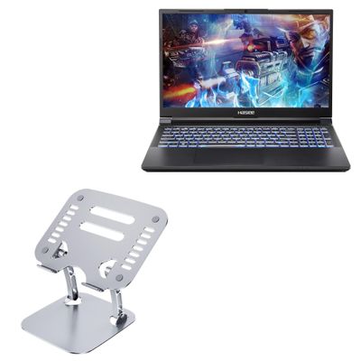 BoxWave Stand and Mount Compatible with Hasee Ares Z7-CT7Pro - Executive VersaView Laptop Stand, Ergonomic Adjustable Viewing Angle Metallic Riser - Metallic Silver
