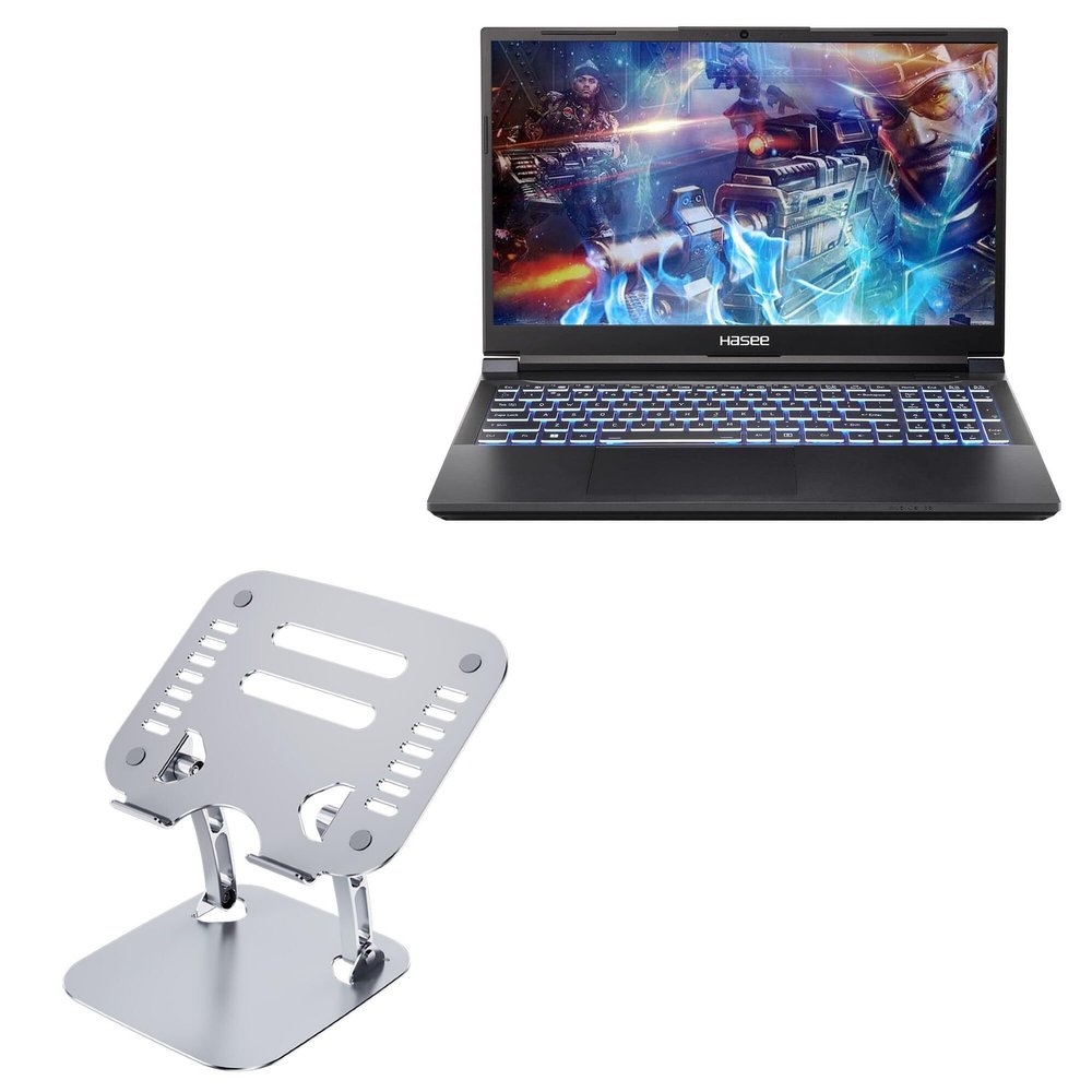 BoxWave Stand and Mount Compatible with Hasee Ares Z7-CT7Pro - Executive VersaView Laptop Stand, Ergonomic Adjustable Viewing Angle Metallic Riser - Metallic Silver