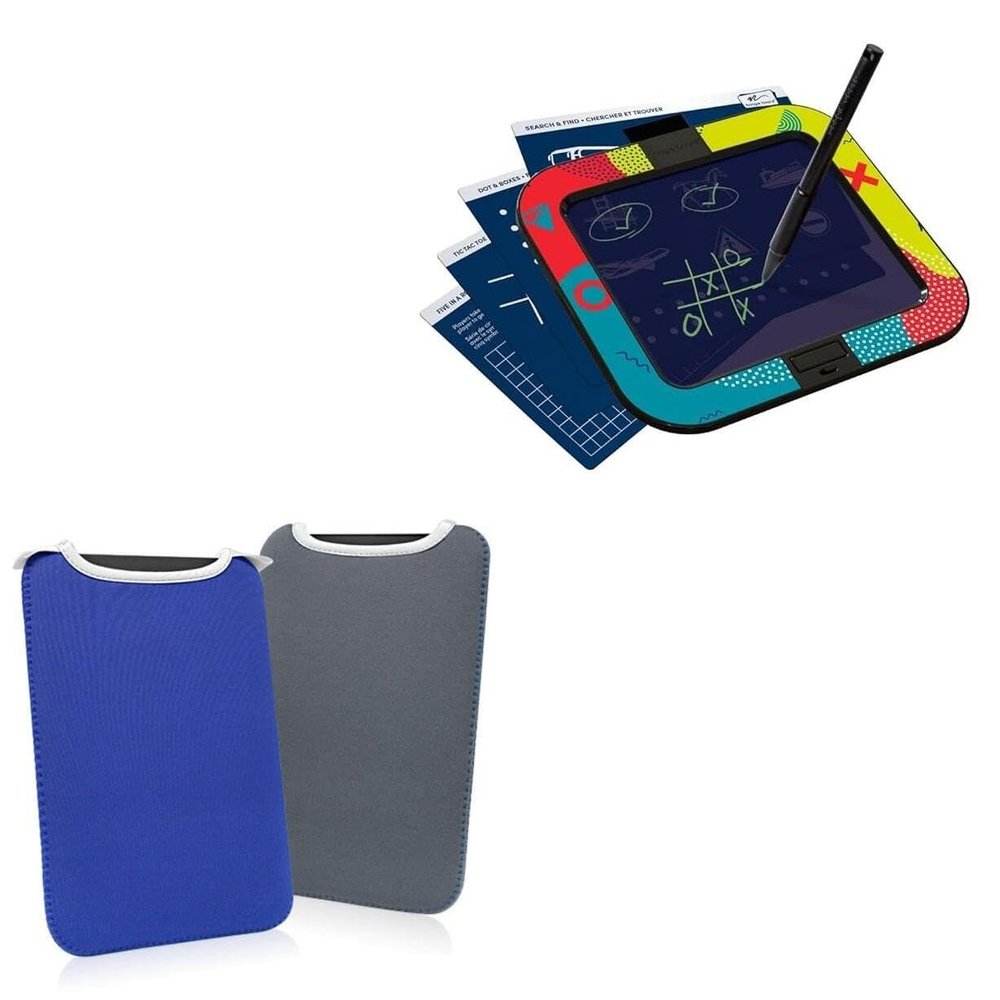BoxWave Case Compatible with Boogie Board DMD010001 (8 in) - SlipSuit, Soft Slim Neoprene Pouch Protective Case Cover - Super Blue/Charcoal Grey (Reversible)