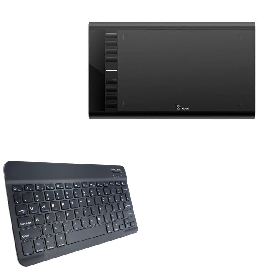 BoxWave Keyboard Compatible with UGEE M708 - SlimKeys Bluetooth Keyboard, Portable Thin with Chiclet-Style Keys - Jet Black