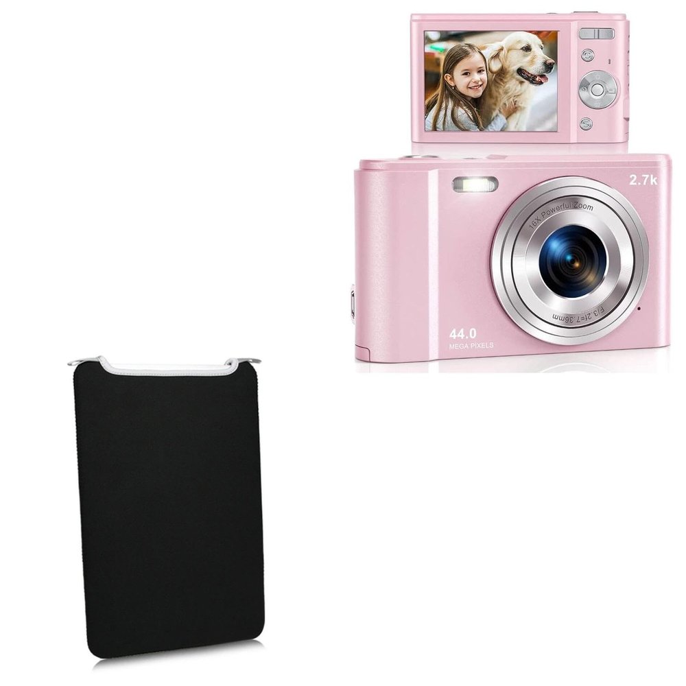 BoxWave Case Compatible with Lecran Digital Camera (3 in) - SlipSuit, Soft Slim Neoprene Pouch Protective Case Cover - Jet Black