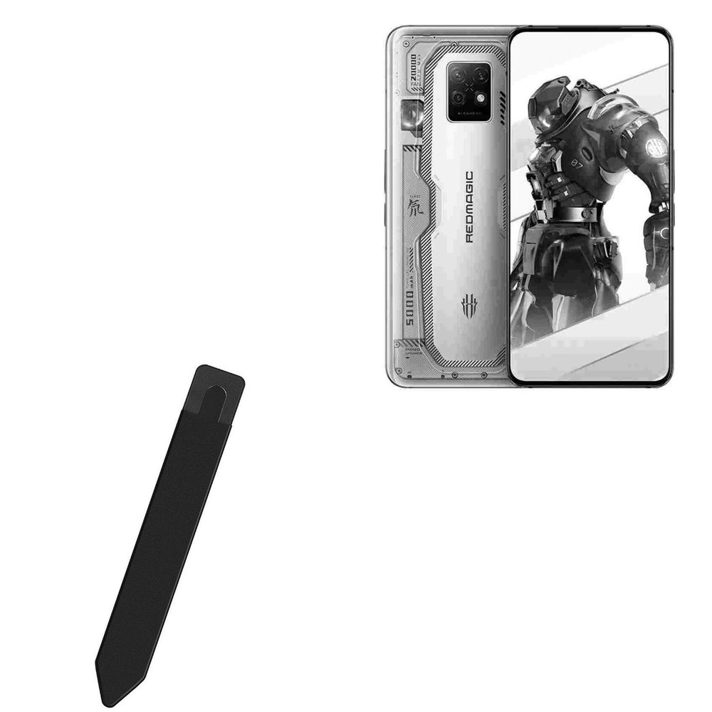 BoxWave Stylus Pouch Compatible with RedMagic 7S Pro - Stylus PortaPouch, Pen Stylii Holder Carrier Portable Self-Adhesive - Jet Black