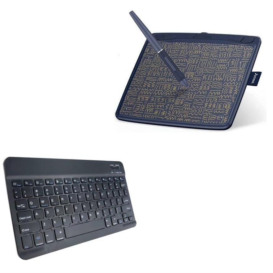 BoxWave Keyboard Compatible with Artisul A801 - SlimKeys Bluetooth Keyboard, Portable Thin with Chiclet-Style Keys - Jet Black