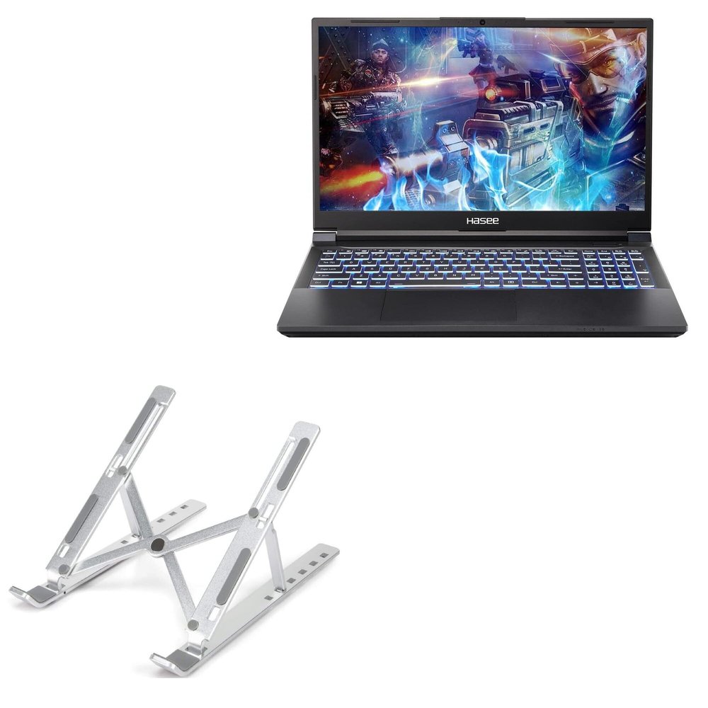BoxWave Stand and Mount Compatible with Hasee Ares Z7-CT7Pro - Compact QuickSwitch Stand, Portable Multi Angle Viewing Foldable Riser - Metallic Silver