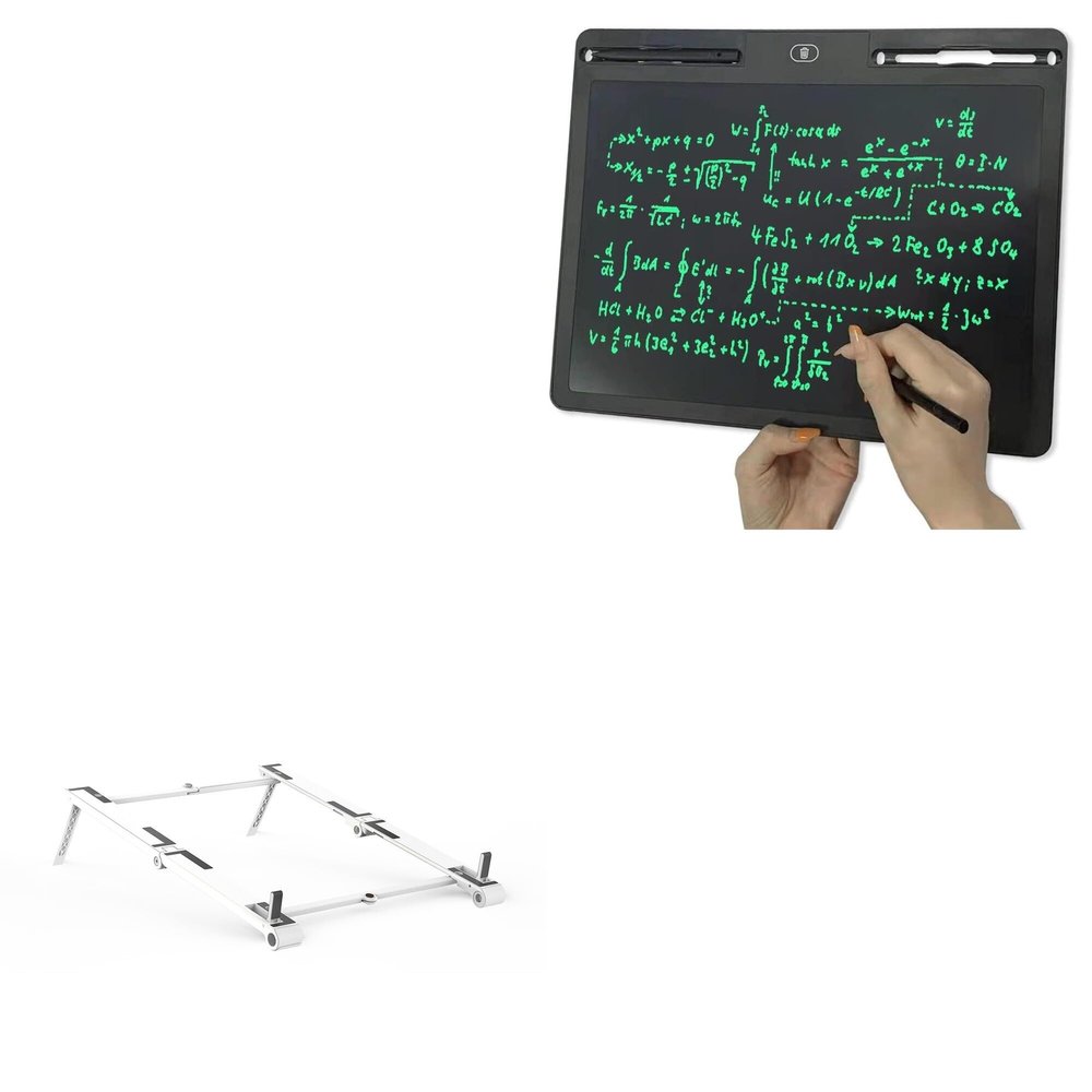 BoxWave Stand and Mount Compatible with XQZWOLH Writing Tablet (16 in) - Pocket Aluminum Stand 3-in-1, Portable Multi Angle Viewing Riser - Metallic Silver