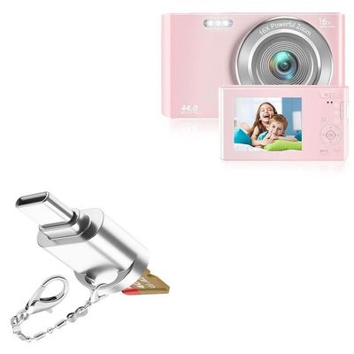 BoxWave Adapter Compatible with NIKICAM Digital Kids Camera (2.5 in) - Micro SD Card miniReader, USB Type-C OTG Reader USB3.0 Adapter Keychain - Metallic Silver