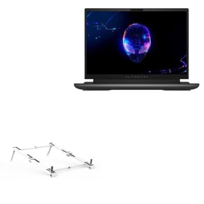 BoxWave Stand and Mount Compatible with Alienware m18 - Pocket Aluminum Stand 3-in-1, Portable Multi Angle Viewing Riser - Metallic Silver