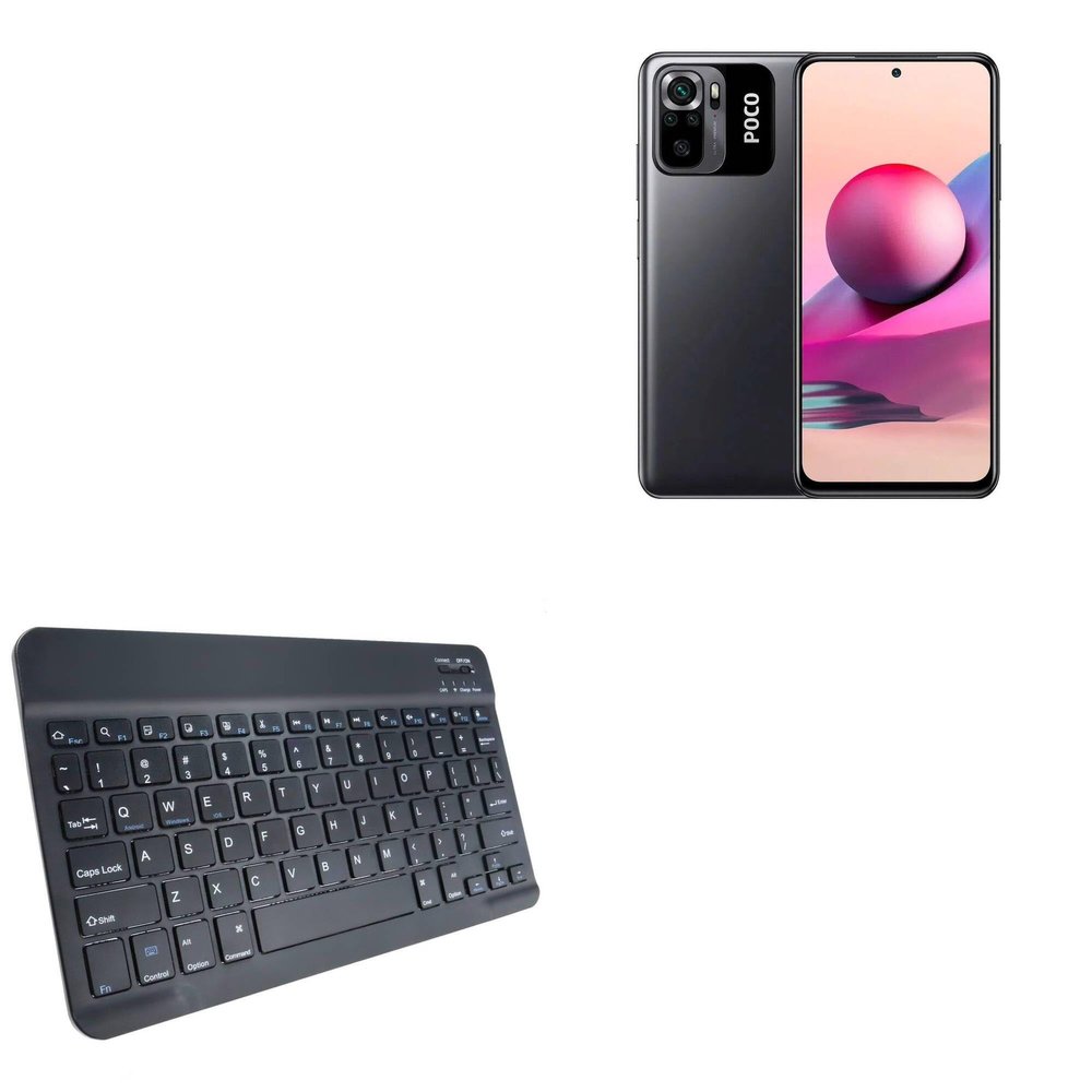 BoxWave Keyboard Compatible with Poco M5s - SlimKeys Bluetooth Keyboard, Portable Thin with Chiclet-Style Keys - Jet Black