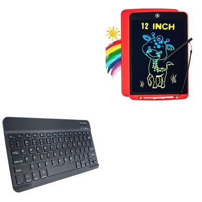 BoxWave Keyboard Compatible with QIANGQIBING Writing Tablet for Kids (12 in) - SlimKeys Bluetooth Keyboard, Portable Thin with Chiclet-Style Keys - Jet Black