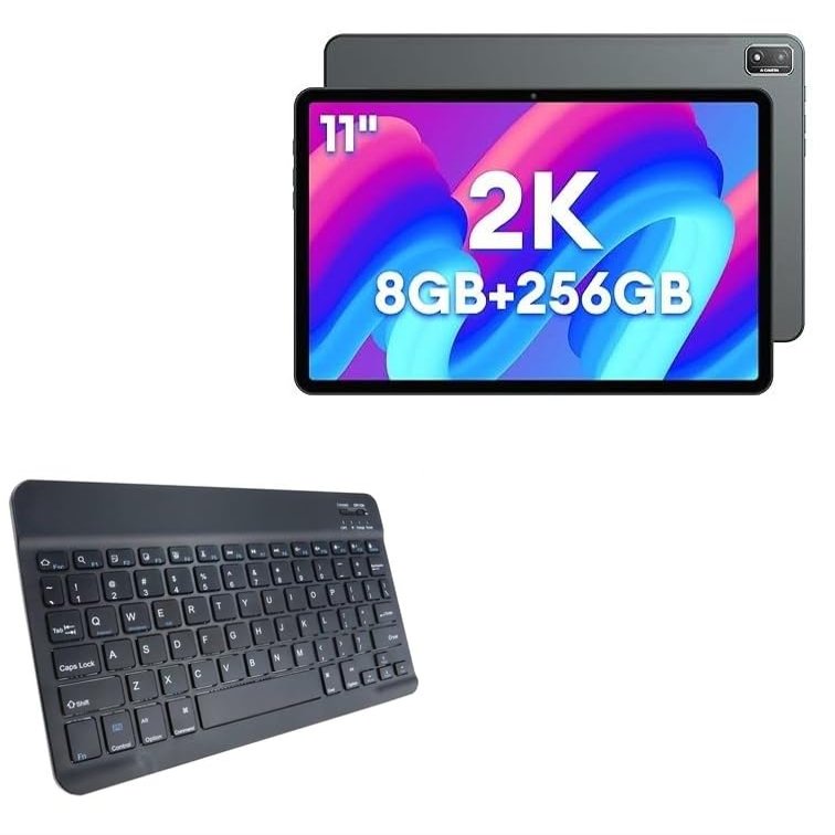 BoxWave Keyboard Compatible with Headwolf HPad2 - SlimKeys Bluetooth Keyboard, Portable Thin with Chiclet-Style Keys - Jet Black