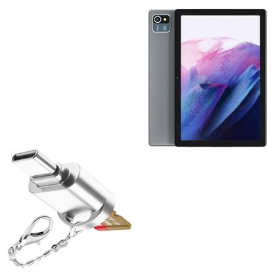 BoxWave Adapter Compatible with Okaysea Tablet MB1001 (10.1 in) - Micro SD Card miniReader, USB Type-C OTG Reader USB3.0 Adapter Keychain - Metallic Silver