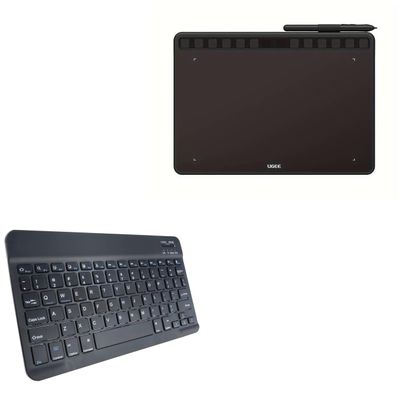 BoxWave Keyboard Compatible with UGEE S1060 - SlimKeys Bluetooth Keyboard, Portable Thin with Chiclet-Style Keys - Jet Black