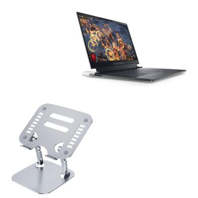 BoxWave Stand and Mount Compatible with Alienware x14 - Executive VersaView Laptop Stand, Ergonomic Adjustable Viewing Angle Metallic Riser - Metallic Silver