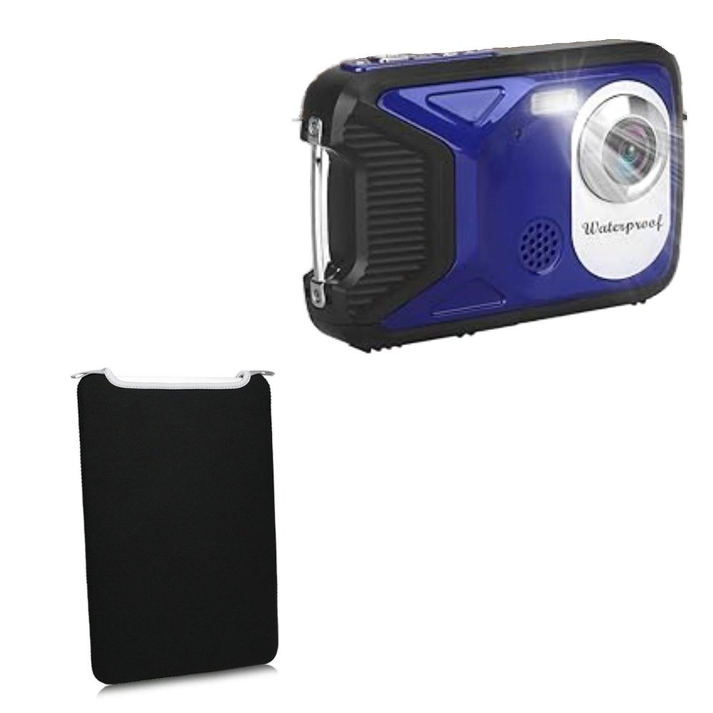 BoxWave Case Compatible with Rawiemy Waterproof Digital Camera (2.8 in) - SlipSuit, Soft Slim Neoprene Pouch Protective Case Cover - Jet Black
