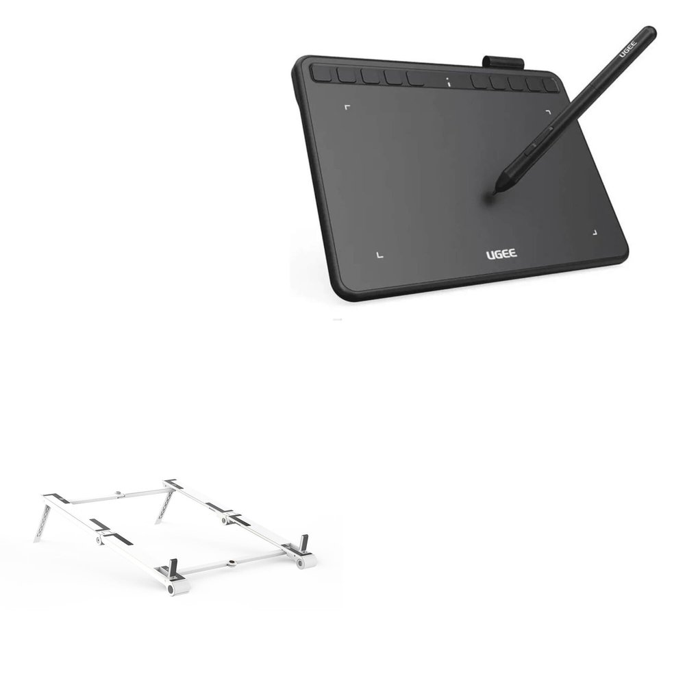 BoxWave Stand and Mount Compatible with UGEE S640 - Pocket Aluminum Stand 3-in-1, Portable Multi Angle Viewing Riser - Metallic Silver