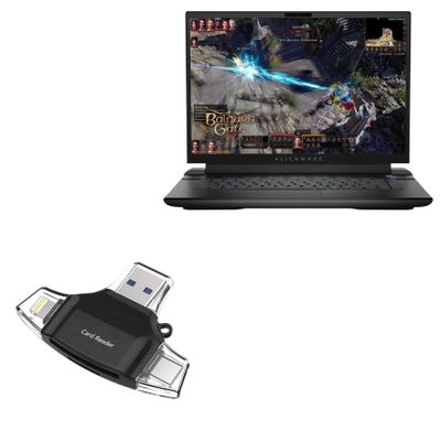 BoxWave Smart Gadget Compatible with Dell Alienware x16 - AllReader SD Card Reader, microSD Card Reader SD Compact USB - Jet Black