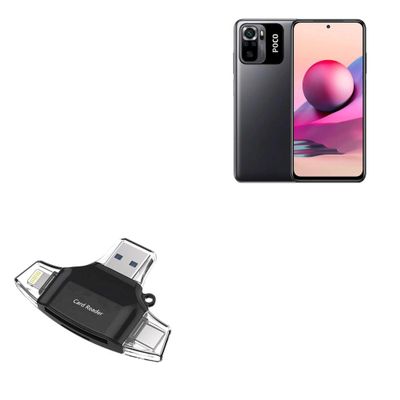 BoxWave Smart Gadget Compatible with Poco M5s - AllReader SD Card Reader, microSD Card Reader SD Compact USB - Jet Black