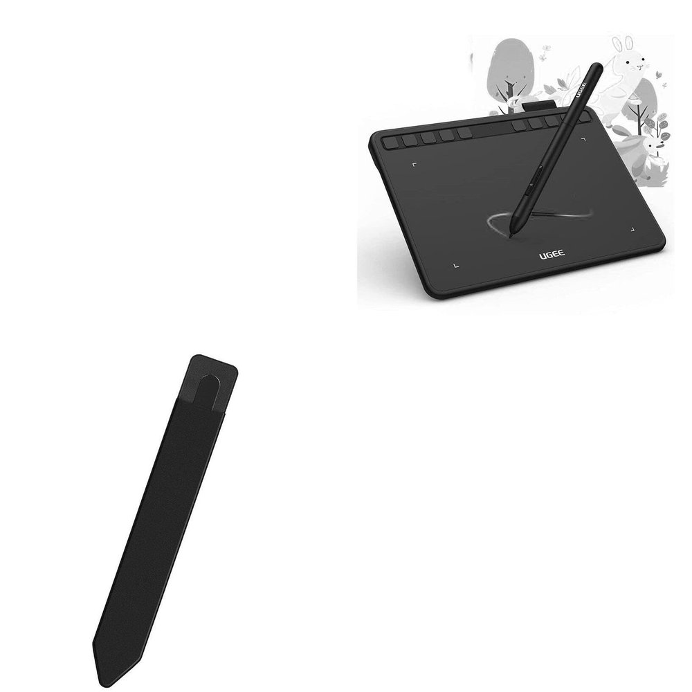 BoxWave Stylus Pouch Compatible with UGEE S640 (6.5 in) - Stylus PortaPouch, Pen Stylii Holder Carrier Portable Self-Adhesive - Jet Black