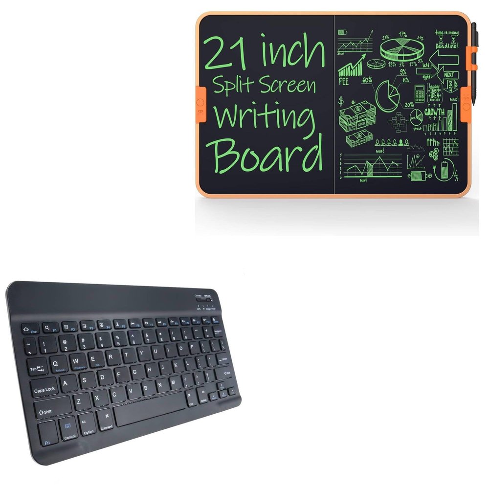 BoxWave Keyboard Compatible with Tugau Dual Screen Writing Tablet (21 in) - SlimKeys Bluetooth Keyboard, Portable Thin with Chiclet-Style Keys - Jet Black