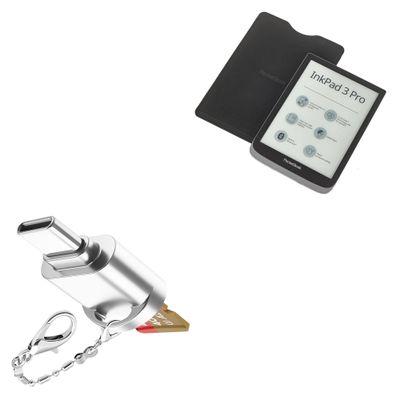 BoxWave Adapter Compatible with Thomann Marschpat ERA - Micro SD Card miniReader, USB Type-C OTG Reader USB3.0 Adapter Keychain - Metallic Silver