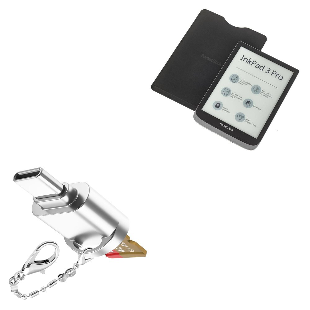 BoxWave Adapter Compatible with Thomann Marschpat ERA - Micro SD Card miniReader, USB Type-C OTG Reader USB3.0 Adapter Keychain - Metallic Silver