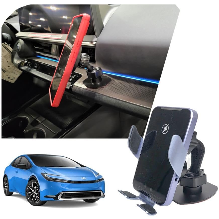 Stick on Phone Mount Holder Compatible with Toyota Prius Dashboard (2023-2026) Center Console | Compatible with iPhone magsafe car Mount, Magnetic and Wireless