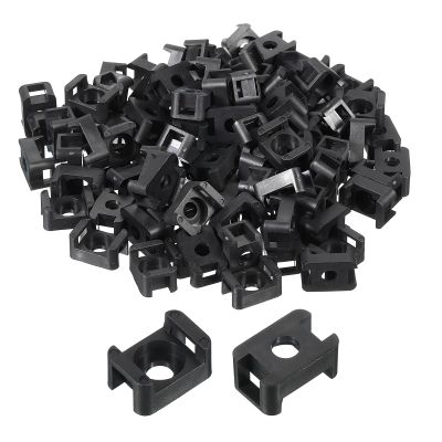 MECCANIXITY 500pcs Cable Tie Base Saddle Type Mount Wire Holder, 0.6"x0.4"x0.27" Wire Clips Organizer Holders Clamps for Electronic Wires, Black 0.17"Dia