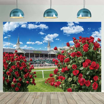 Kentucky Photo Backdrop Run for The Roses Decoration Background for Horse Racing Theme Party Indoor Outdoor Decoration Background (8X6FT(94X70inch))