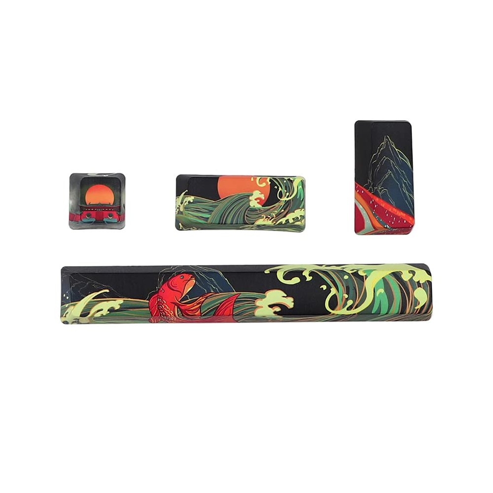 JAGTRADE 4 Keys/Set 5 Sides Dye Sublimation Mechanical Keyboard Keycap for MX 6.25U Spacebar ESC Enter Keys OEM Profile, 15x3cm, Green