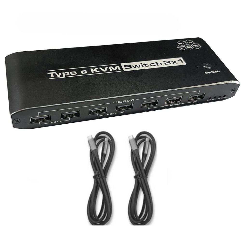 MOUDOAUER USB2.0 KVM Switch Switcher(2 in 1 Out), for 2 Computer 1 Monitor, USB2.0 Device for Keyboard Mouse Printer