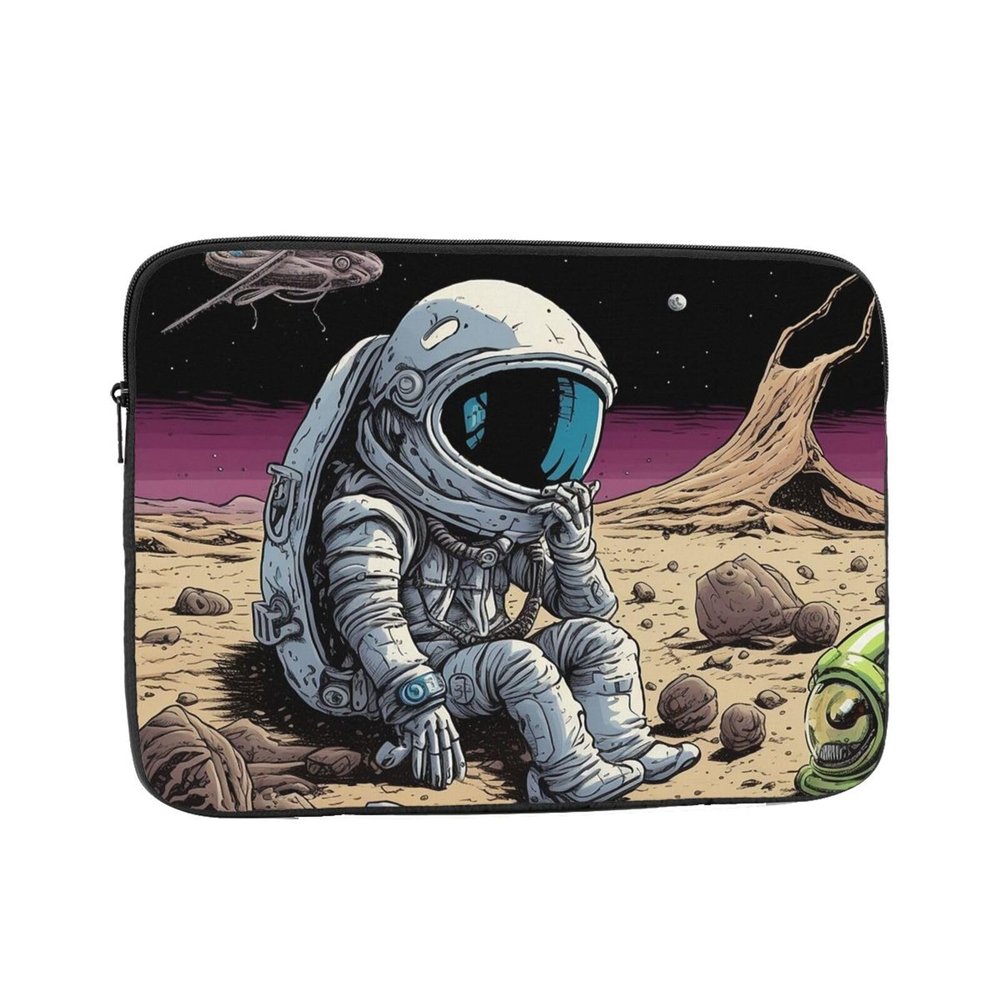 Astronaut with Broken Aircraft Print Laptop Case 10 inch Shockproof Protective Notebook Bag Water Resistant Laptop Sleeve